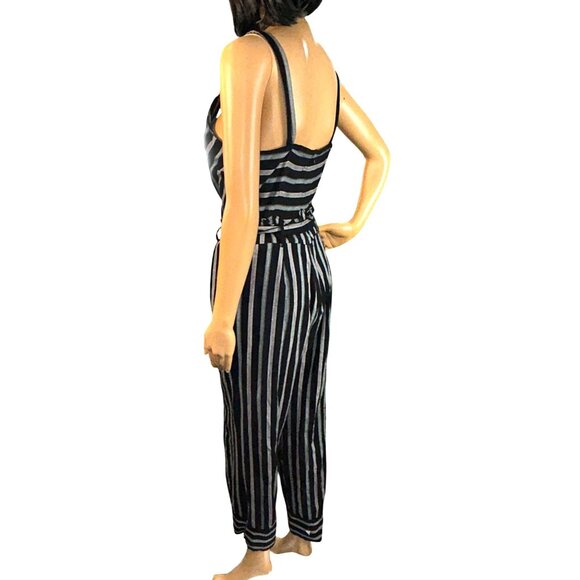 Harper Womens Sleeveless Stripe Jumpsuit with Belt Size M Avant garde Y2K Boho - Picture 3 of 12